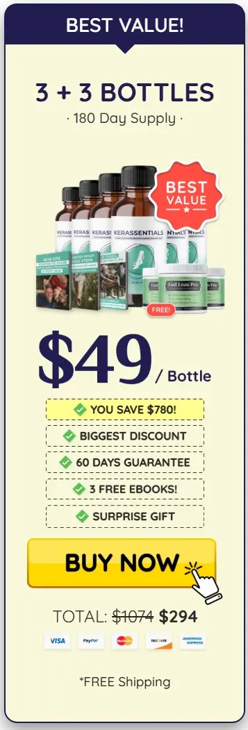 Kerassentials 6 bottles best value pricing package